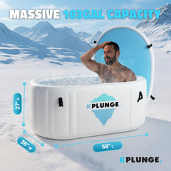 ANZZI Kodiak 1-Person Inflatable Cold Plunge Ice Bath Tub/Hot Tub with PVC Insulated Lid, Hand Pump, and Repair Kit in Gray - CP-IFTUB
