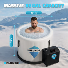 ANZZI Arctic Fox 1-Person Inflatable Cold Plunge Ice Bath/Hot Tub with PVC Insulated Lid, 3/4 HP Chiller and Heater in Gray - CP-IFBAR-08HP