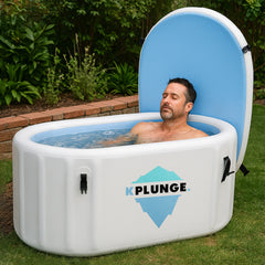 ANZZI Kodiak 1-Person Inflatable Cold Plunge Ice Bath Tub/Hot Tub with PVC Insulated Lid, Hand Pump, and Repair Kit in Gray - CP-IFTUB