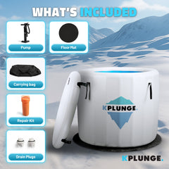 ANZZI Arctic Fox 1-Person Inflatable Cold Plunge Ice Bath Tub/Hot Tub with PVC Insulated Lid, Pump, and Repair Kit in Gray - CP-IFBAR