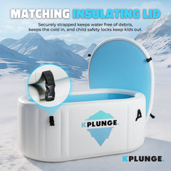 ANZZI Kodiak 1-Person Inflatable Cold Plunge Ice Bath Tub/Hot Tub with PVC Insulated Lid, Hand Pump, and Repair Kit in Gray - CP-IFTUB