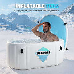 ANZZI Kodiak 1-Person Inflatable Cold Plunge Ice Bath Tub/Hot Tub with PVC Insulated Lid, Hand Pump, and Repair Kit in Gray - CP-IFTUB
