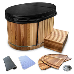 ANZZI 62 in. 2-Person Cedar Cold Plunge Ice Bath/Hot Tub with 24 in. Depth and 169 Gal. Capacity in Natural Finish