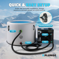 ANZZI Arctic Fox 1-Person Inflatable Cold Plunge Ice Bath Tub/Hot Tub with PVC Insulated Lid, 1 HP Chiller and Heater in Gray - CP-IFBAR-1HP