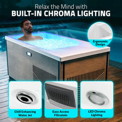 ANZZI Iroquois 67 in. 1-Person Mono-Jet All-in-One Cold Plunge Ice Bath/Hot Tub with Built-in Chiller/Heater in Chestnut - CP-CH6732N