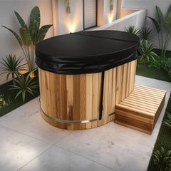 ANZZI 62 in. 2-Person Cedar Cold Plunge Ice Bath/Hot Tub with 24 in. Depth and 169 Gal. Capacity in Natural Finish