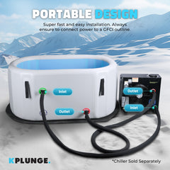 ANZZI Kodiak 1-Person Inflatable Cold Plunge Ice Bath Tub/Hot Tub with PVC Insulated Lid, Hand Pump, and Repair Kit in Gray - CP-IFTUB