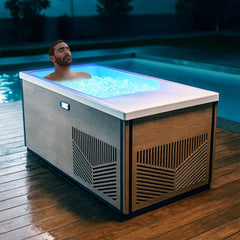 ANZZI Iroquois 67 in. 1-Person Mono-Jet All-in-One Cold Plunge Ice Bath/Hot Tub with Built-in Chiller/Heater in Chestnut - CP-CH6732N