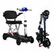Enhance Mobility MobiFree folding mobility scooter in blue, side profile