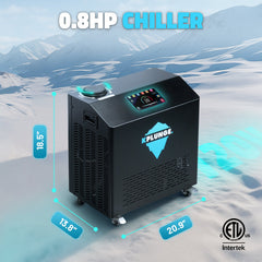 ANZZI Gale Cold Plunge Chiller and Heater - 3/4 HP in Black with 38°F to 104°F Cooling and Heating, WiFi App Control, and Filter - CP-CHILL08HP