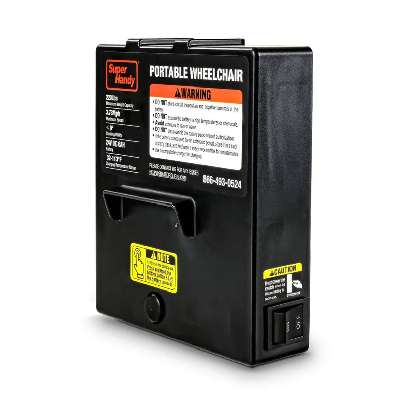 SuperHandy Electric Wheelchair Battery - 24V 6Ah, Dual Support & Easy Swap Design - GUT163