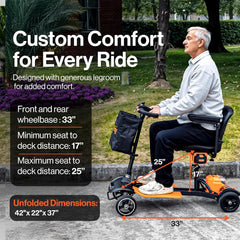 SuperHandy Passport Prime Mobility Scooter, 48V Li-Ion Battery, Supports up to 330 lb - GUT177