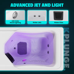 ANZZI 69 in. 1-Person 2-Jets All-in-One Cold Plunge and Hot Tub with Built-in Chiller, Lights, and WiFi in White - CP-CH7939WH