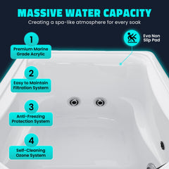 ANZZI 69 in. 1-Person 2-Jets All-in-One Cold Plunge and Hot Tub with Built-in Chiller, Lights, and WiFi in White - CP-CH7939WH