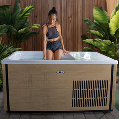 ANZZI Iroquois 67 in. 1-Person Mono-Jet All-in-One Cold Plunge Ice Bath/Hot Tub with Built-in Chiller/Heater in Chestnut - CP-CH6732N