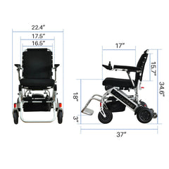 Foldawheel Ultra-Lightweight Folding Electric Wheelchair - PW-999UL