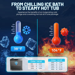 ANZZI 62 in. 2-Person Cold Plunge  Ice Bath Tub/Hot Tub with 3/4 HP Powerful Chiller and Heater in Natural Finish