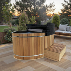 ANZZI 62 in. 2-Person Cedar Cold Plunge Ice Bath/Hot Tub with 24 in. Depth and 169 Gal. Capacity in Natural Finish