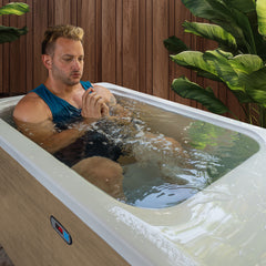 ANZZI Iroquois 67 in. 1-Person Mono-Jet All-in-One Cold Plunge Ice Bath/Hot Tub with Built-in Chiller/Heater in Chestnut - CP-CH6732N