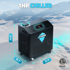 ANZZI Gale Cold Plunge Chiller and Heater - 1 HP in Black with 38°F to 104°F Cooling and Heating, WiFi App Control, and Filter - CP-CHILL1HP